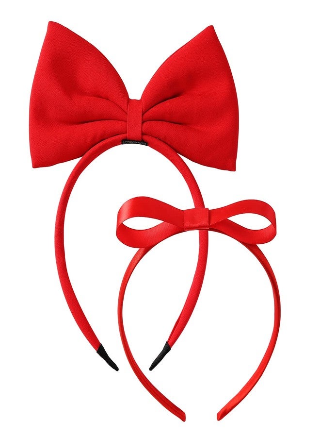 Fancheer 2 Pcs Big Red Bow Headband for Woman Halloween Costume Headwear Christmas Party Cosplay Hair Accessories - Image 1